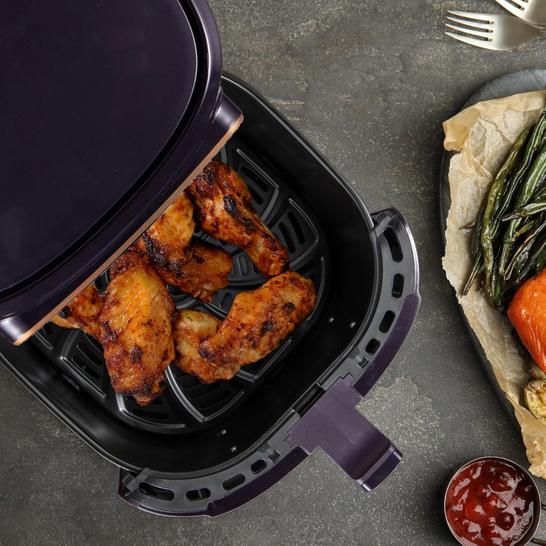 BERGNER CHARCOAL - PFAS-Freie Heissluftfritteuse 1800W 6.9L - 8 Kochprogramme - Air Fryer mit Kerami