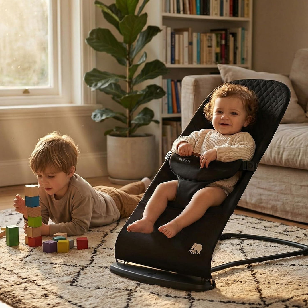 DERYAN Buddy Babywippe – Ergonomisch & Weich – Verstellbar & Klappbar – Reise-Wippe für Babys 0–9 kg