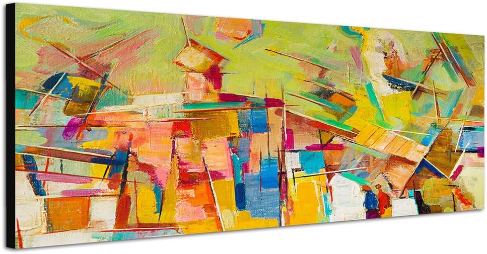 Paul Sinus Art Panoramabild auf Leinwand und Keilrahmen 150x50cm Ölmalerei Kunst abstrakt bunt