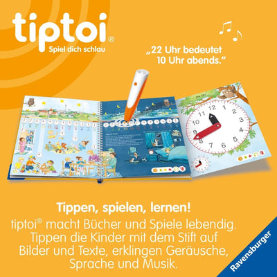 Ravensburger tiptoi Buch - Mein Lern-Spiel-Abenteuer | Uhr und Zeit + Kinder ABC Buchstaben Poster |