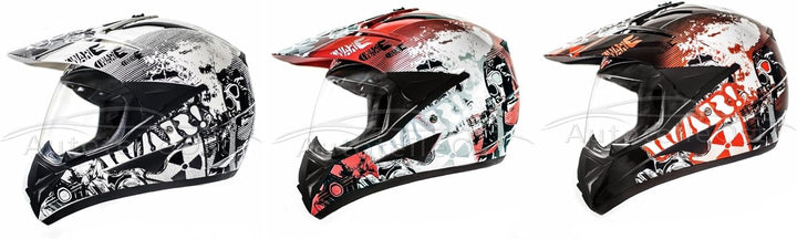 ATO Moto 801 GS War Matt Schwarz Grösse: S 55-56cm Enduro Helm mit Visier für Quad ATV Motocross Mot