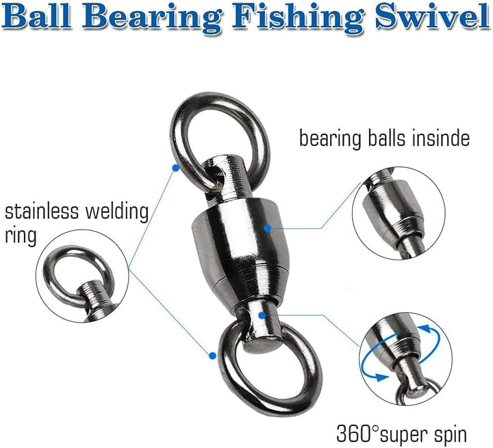 Ball Bearing Wirbel Geschweisst Ringe, Wallerwirbel Meereswirbel Salzwasserfest Spaltring Angelausrü