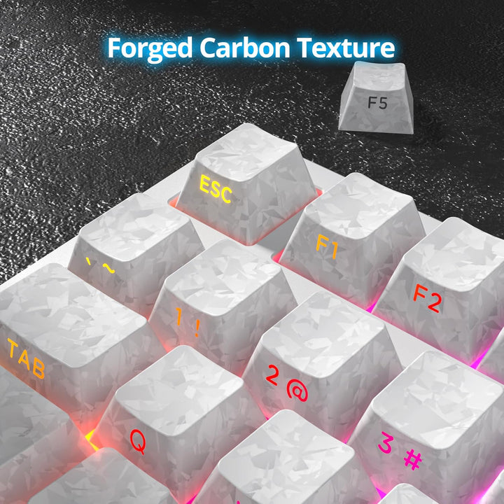 SOLIDEE PBT Double Shot Keycaps Set,Carbon Fiber Forged Textur,Cherry Profil Tastenkappen,141 Tasten