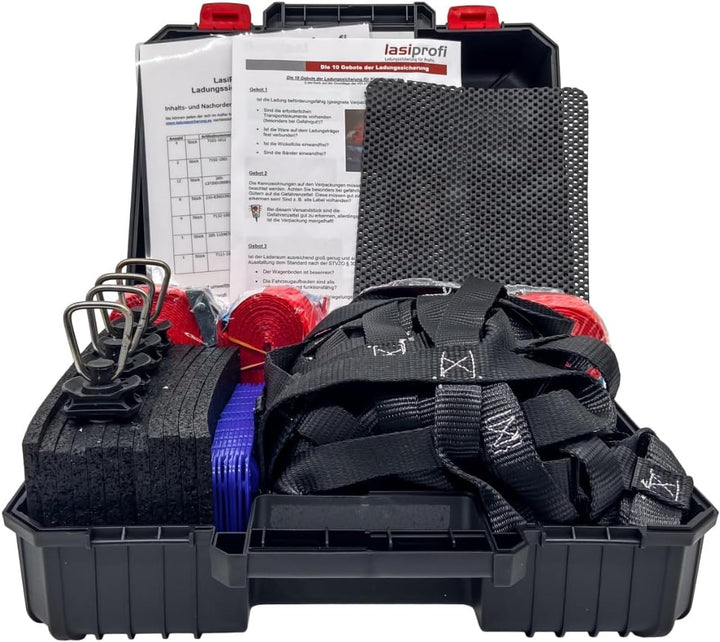 Lasiprofi Kleintransporter Ladungssicherungskoffer Set 34-teilig Spanngurt mit Ratsche Ladungssicher