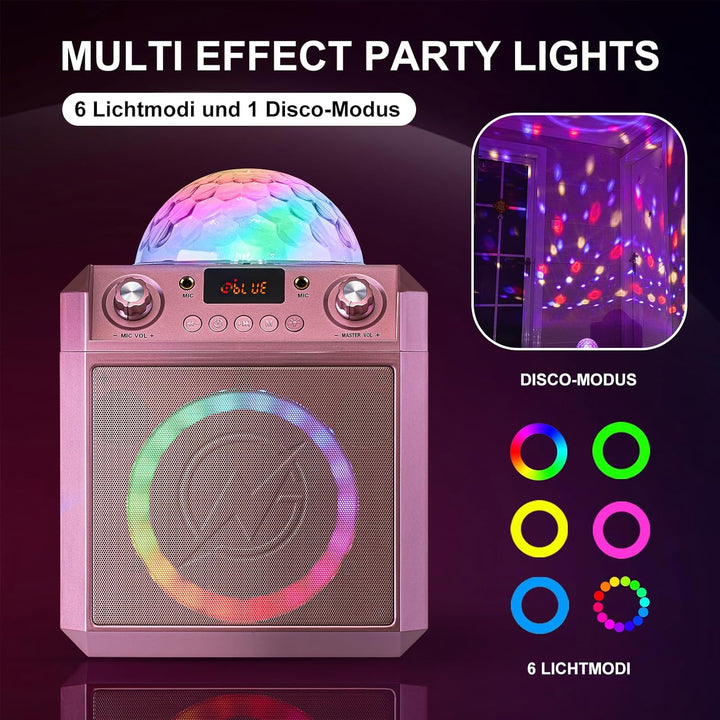 N-GEAR Block Party 602 Karaoke Maschine und Musikbox Kinder – 100 Watt, 6 Stunden Akku, Party Discok