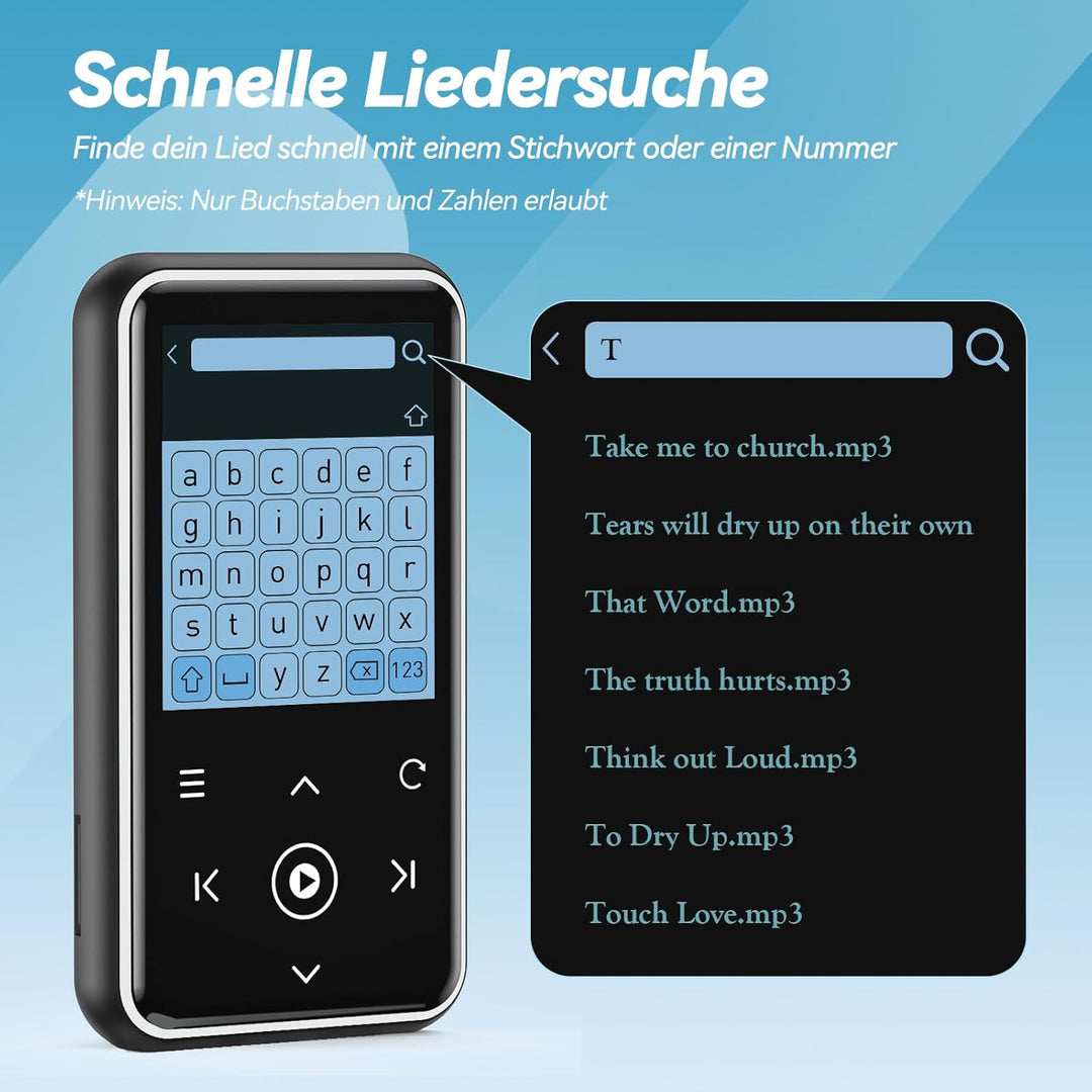 AGPTEK 64GB MP3 Player mit Sport Clip, Bluetooth 5.3 Player mit 1,8 Zoll TFT Farbbildschirm, Mini Mu