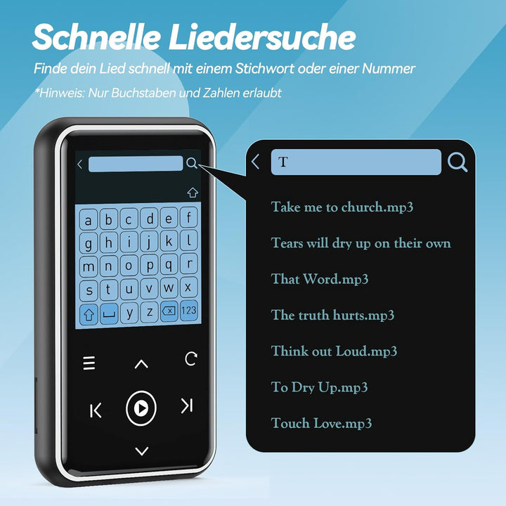 AGPTEK 64GB MP3 Player mit Sport Clip, Bluetooth 5.3 Player mit 1,8 Zoll TFT Farbbildschirm, Mini Mu