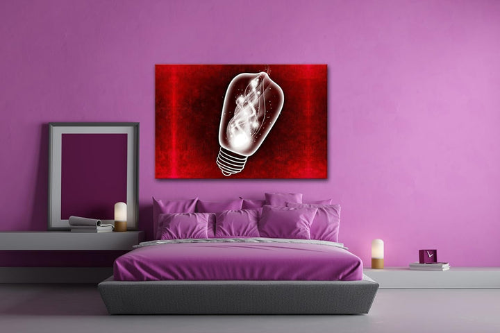 deyoli Zeichnung einer leuchtenden Glühbirne Format: 80x60 als Leinwandbild, Motiv fertig gerahmt au