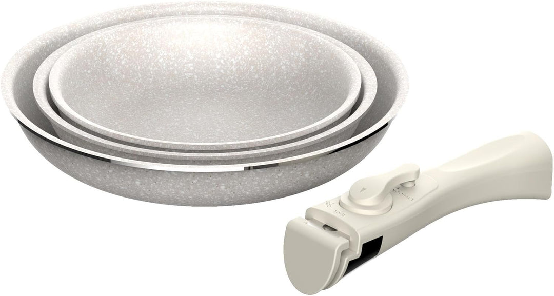 Set mit 3 Pfannen, Ø 18 x 20 x 24 cm, aus gepresstem Aluminium mit ILAG-Beschichtung + abnehmbarer C