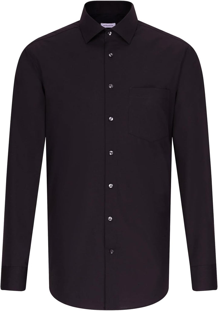 Seidensticker Herren Men Regular Longsleeve Cotton Business Shirt 38 Schwarz(001000), 38 Schwarz(001