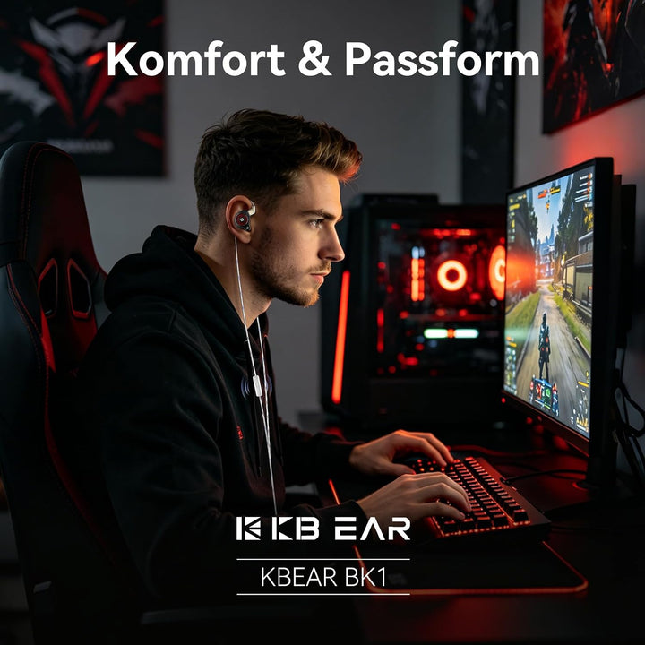 Yinyoo KBEAR BK1 USB-C Gaming-Ohrhörer mit Mikrofon, 10mm Dynamic Driver USB-C Kopfhörer für FPS-Spi
