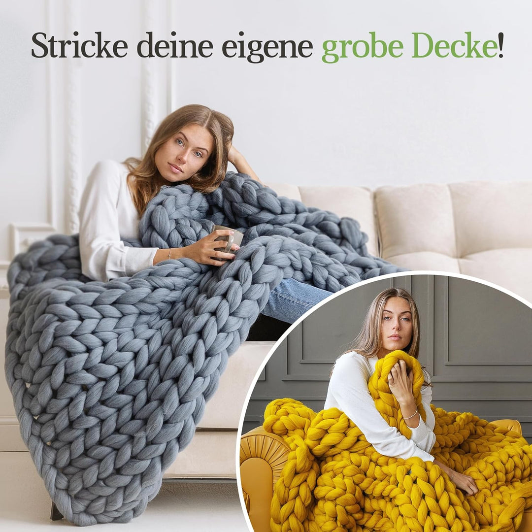 MeriWoolArt® 100% XXL Merino Wolle Garn 4-5cm Dicke Wolle Garn, Filzwolle Trockenfilzen Nassfilzen,