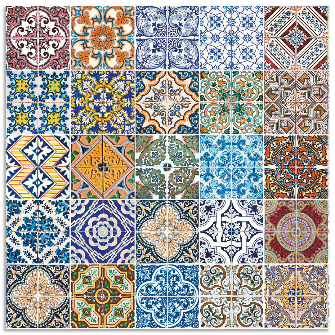 ARTland Spritzschutz Küche aus Alu für Herd Spüle 60x60 cm (BxH) Küchenrückwand mit Motiv Fliesenmus