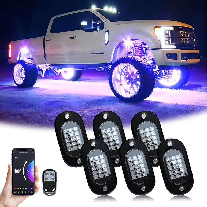 YiLaie RGB LED Rock Lichter, 90 LED mit Telefon App/Fernbedienung für Timing Musik Mode Kits, wasser