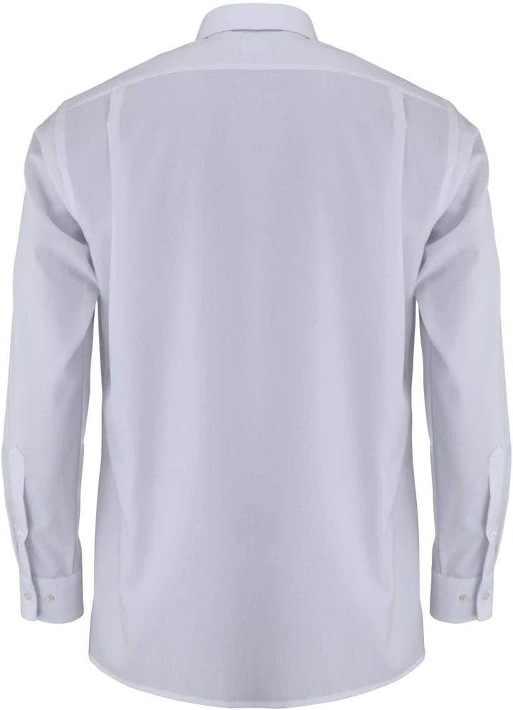 OLYMP Luxor modern fit Hemd Haifisch Kragen Langarm Popeline weiss, 37