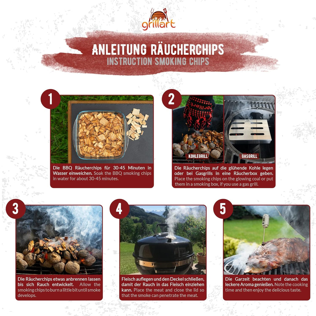 grillart® Premium BBQ Räucherchips Mix 4er XL Set für das besondere Raucharoma – sehr rauchaktives R
