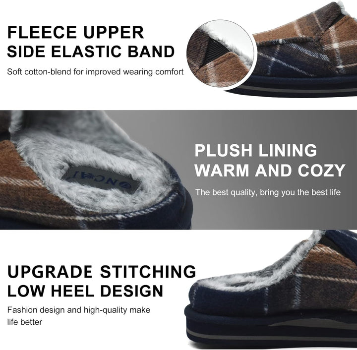 ONCAI Hausschuhe Herren Komfort Pantoffeln Plüsch Streifen Hüttenschuhe Wärme Cord Flauschig Slipper