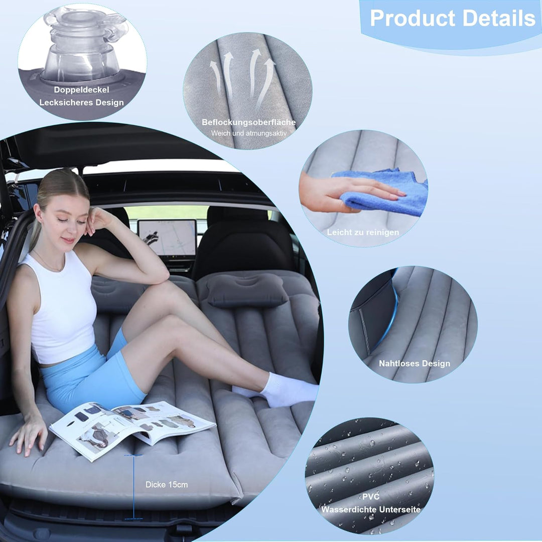 Auto Luftmatratze, Aufblasbare Matratze für Model Y SUV Kofferraum Rückbank -195x130x15cm Klappbar S