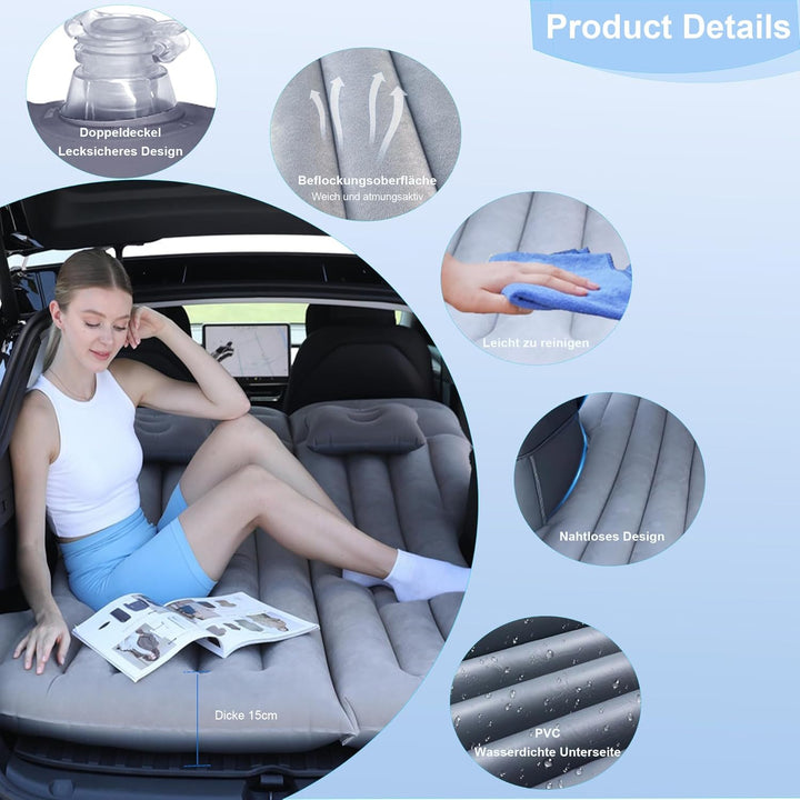 Auto Luftmatratze, Aufblasbare Matratze für Model Y SUV Kofferraum Rückbank -195x130x15cm Klappbar S