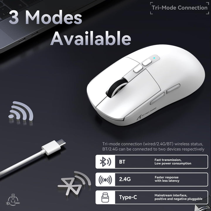 ATTACK SHARK X6 49g Superlight Maus mit magnetischer Ladestation, PixArt PAW3395 Gaming-Sensor, BT/2