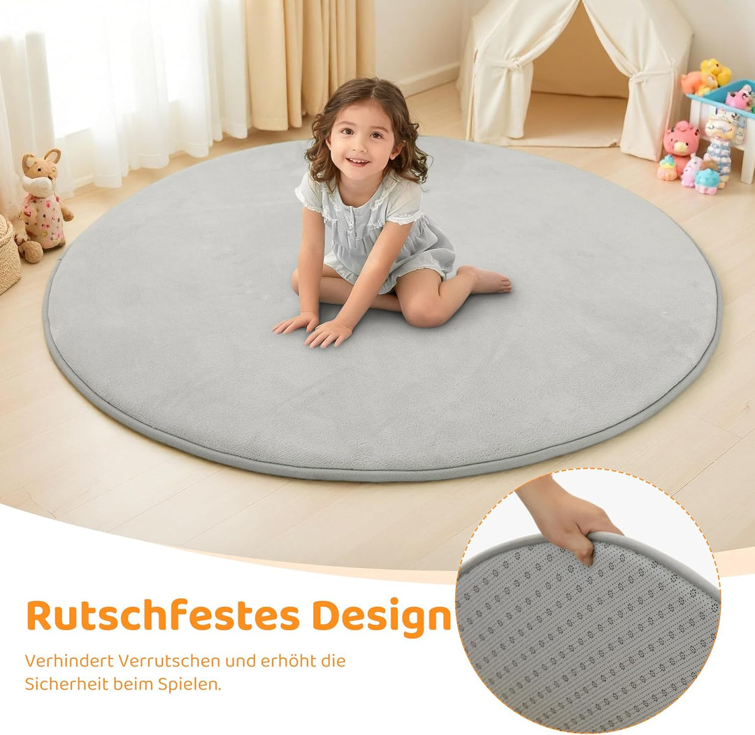 BYBYME 3cm Dicke Faltbare Krabbelmatte Baby, Ø120cm Spielmatte mit Rutschfester Unterseite, Weiche B