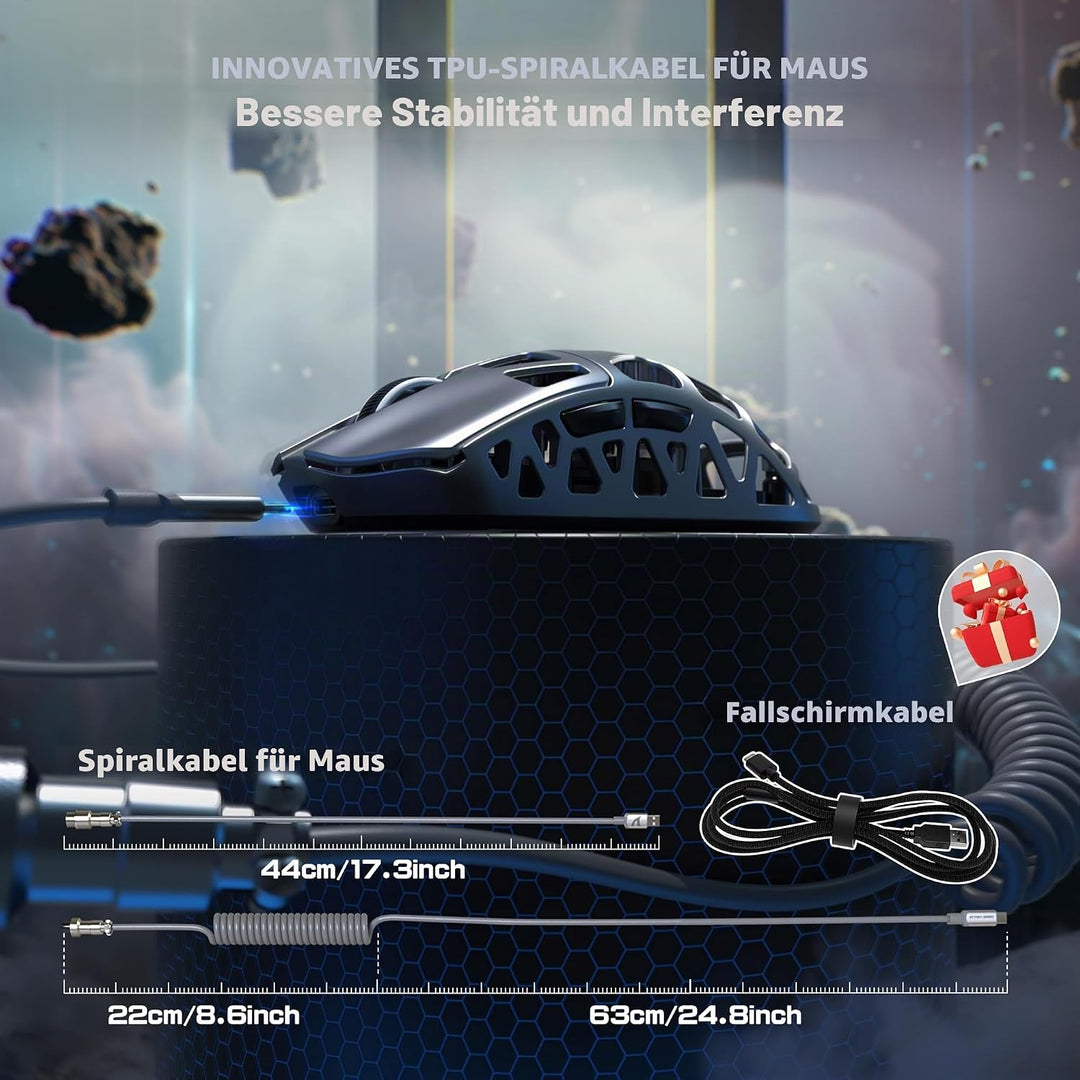 ATTACK SHARK R3PRO 46g Superlight Magnesiumlegierung Maus, 8000Hz Kabellose Abfragerate, 26000 DPI,