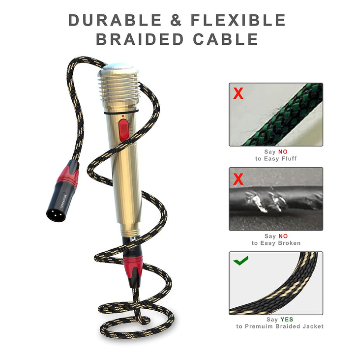 BEZOKABLE XLR-Mikrofonkabel, 1,8 m, Nylon, geflochten, kompatibel mit Mikrofonen, Mischpulten, Lauts