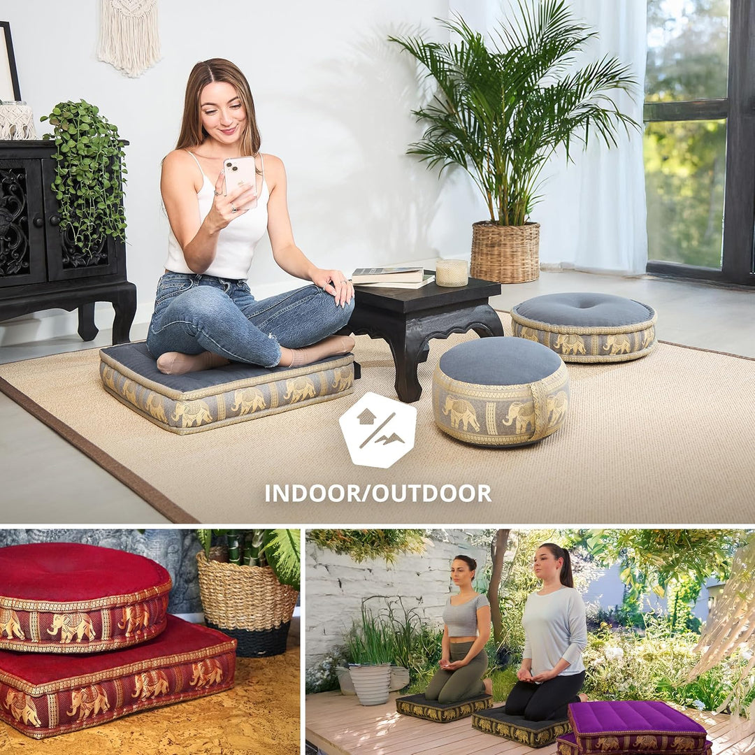 Livasia Sitzkissen Boden Thaiseide, Bodenkissen Indoor/Outdoor, Meditationskissen Yogakissen, Stuhla