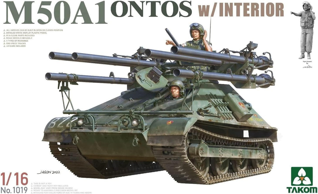 TAKOM TAK1019 M50A1 Ontos mit Inneneinrichtung Massstab 1:16 + 1 Figur - Plastikmodellbau
