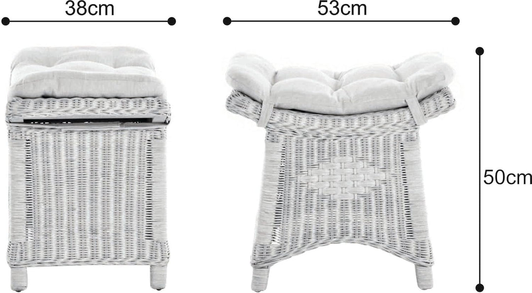 Krines Home Fusshocker mit geschwungener Ablage, Stabiler Sitzhocker/Schemel/Hocker aus echtem Ratta
