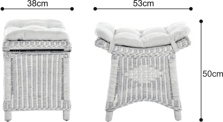 Krines Home Fusshocker mit geschwungener Ablage, Stabiler Sitzhocker/Schemel/Hocker aus echtem Ratta