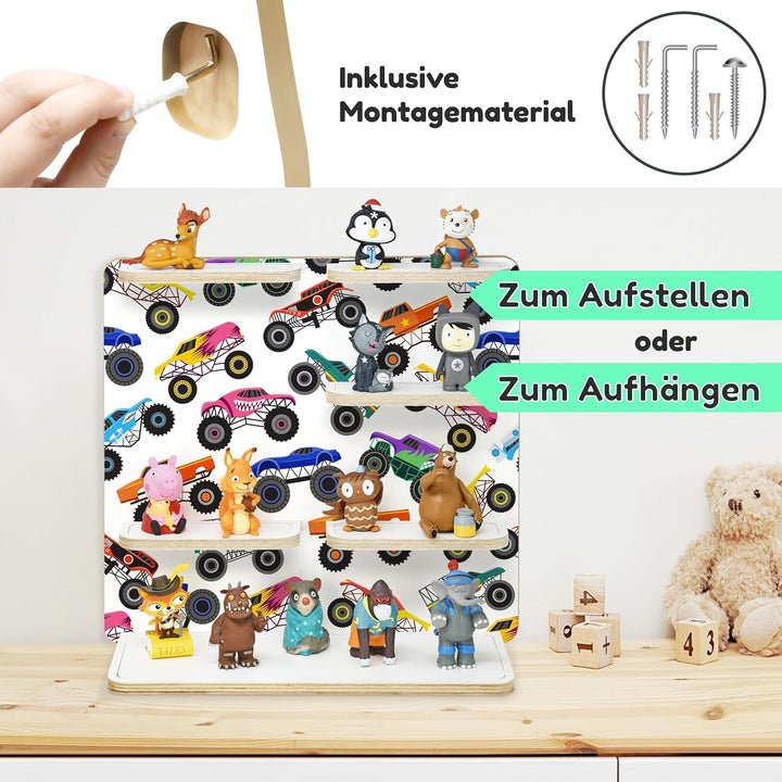 stadtecken Holzregal für Musikbox – Passend für Toniebox & ca. 35 Tonies | Perfekte Aufbewahrung für