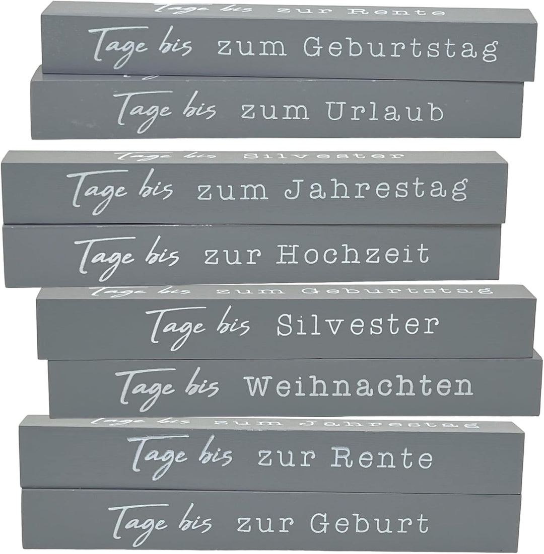 Jahres Countdown Kalender Würfel aus Holz mit Themenleiste - Dauer-Jahre-Tisch-Kalender - Lückenlose