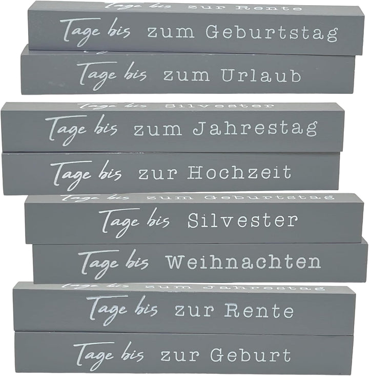 Jahres Countdown Kalender Würfel aus Holz mit Themenleiste - Dauer-Jahre-Tisch-Kalender - Lückenlose