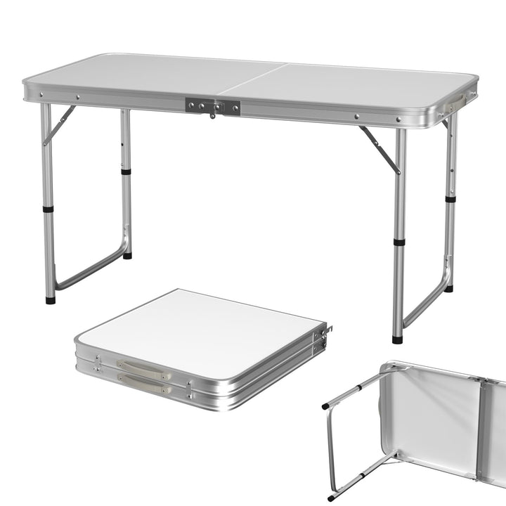 EFAN Klapptisch, 4 m, Campingtisch, robust, tragbar, höhenverstellbar, mit Tragegriff, Kaffeetisch,