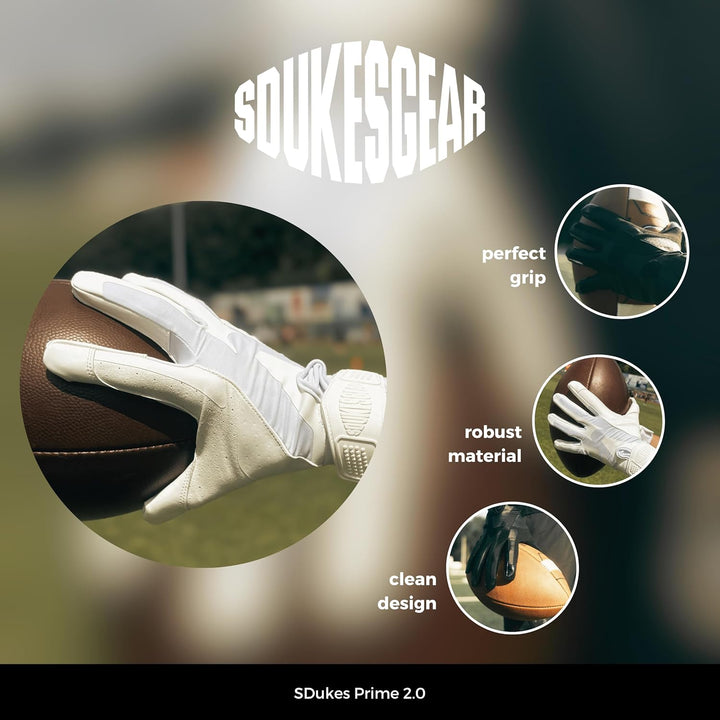 SDukes Prime 1.0 American Football Handschuhe Gloves Receiver Empfänger L Schwarz, L Schwarz