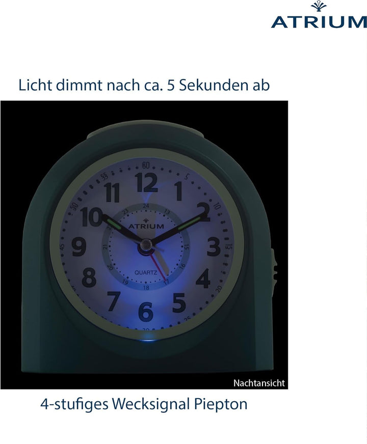Atrium Kinderwecker Jugendwecker Jungen Mädchen Analog Quarz mit Licht und Snooze Türkis Hellblau A9