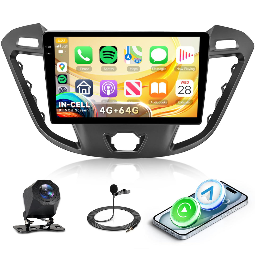 Rimoody 4G+64G Autoradio Android für Ford Transit Custom Tourneo 2013-2018（Mit Bildschirm） 9 Zoll HD