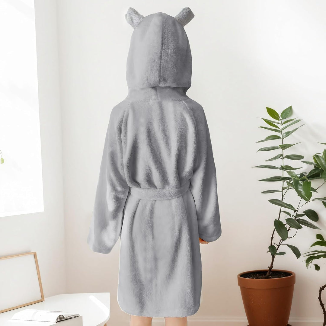 WYTbaby Bademantel Kinder mit Kapuze Unisex Weicher Fleece Kinderbademantel für Jungen Mädchen 2-14