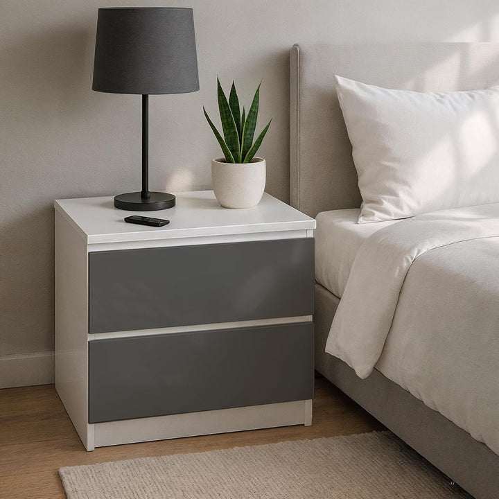 AKORD Kommode K60 mit 2 Schubladen | für das Wohnzimmer Schlafzimmer Schrank Büro Arbeitszimmer | Mo