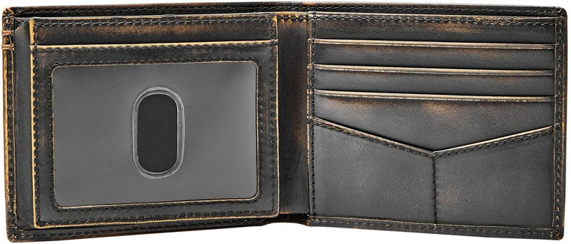 Fossil Herren Wade Leder Bifold Geldbörse 11,43 cm L x 1,905 cm B x 8,89 cm H Schwarz, Schwarz