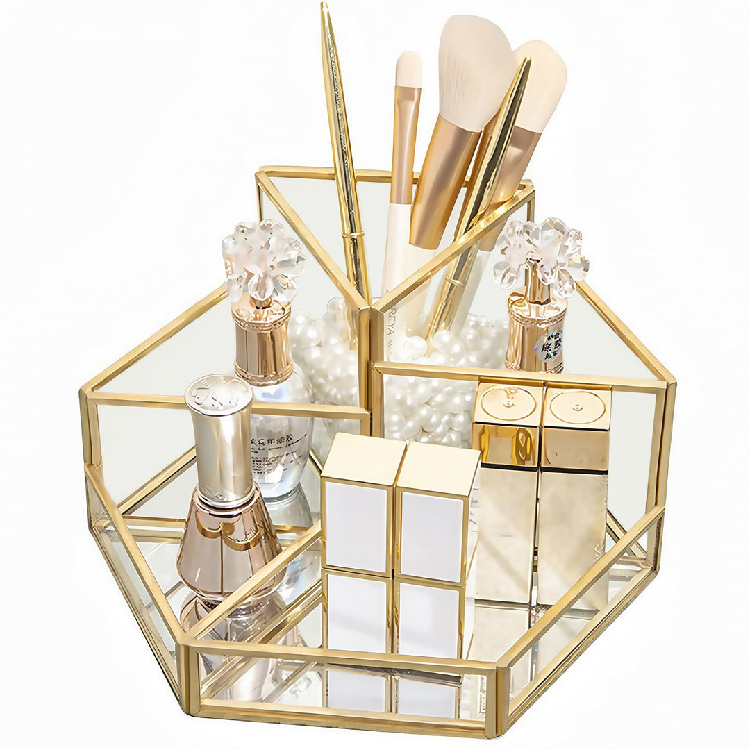Make Up Organizer, Kosmetik Organizer Glas Pinselhalter, Schminktisch Organizer für Lippenstift, Ski