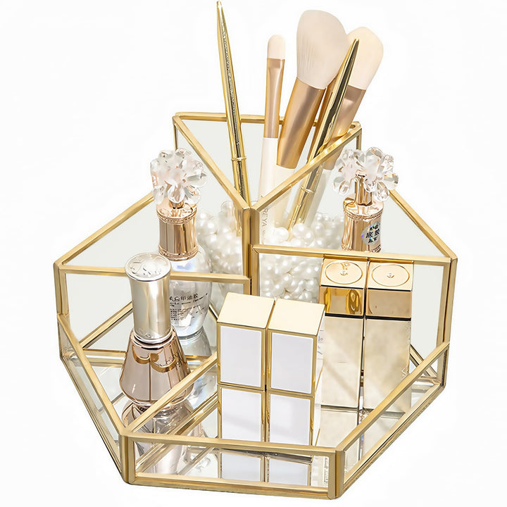 Make Up Organizer, Kosmetik Organizer Glas Pinselhalter, Schminktisch Organizer für Lippenstift, Ski
