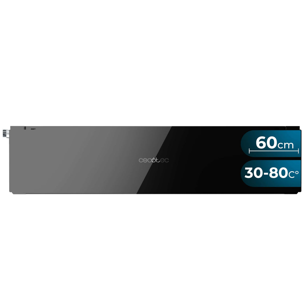 Cecotec Einbau-Wärmeschublade 60 cm Bolero Hexa WD Glass Black 470W Maximalleistung, einstellbare Te