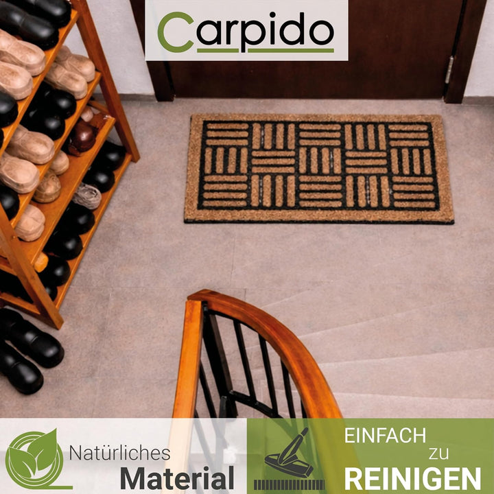 Carpido Fussmatte Kokos Gitter Design – Sauberlauf 40x60 cm 2er Set – Türmatte innen – antibakteriel