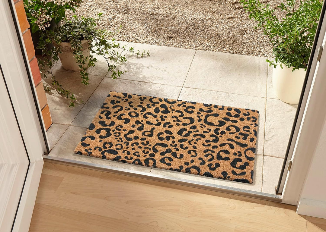 Hanse Home Kokos Fussmatte für Innen - Schmutzfangmatte Natur, Kokosmatte Leopardenmuster, Fussabtre