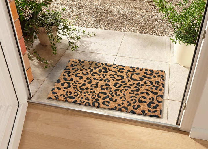 Hanse Home Kokos Fussmatte für Innen - Schmutzfangmatte Natur, Kokosmatte Leopardenmuster, Fussabtre