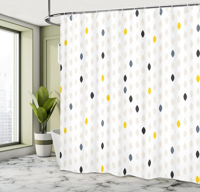 ABAKUHAUS Modern Duschvorhang, Polka Dots Geometrisch, mit 12 Ringe Set Wasserdicht Stielvoll Modern