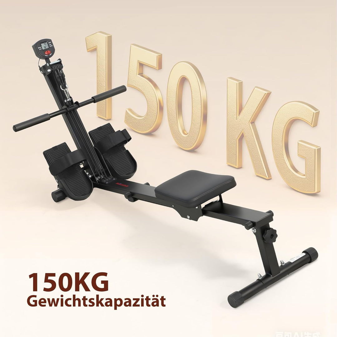 SPORTNOW Rudergerät für Zuhause leises Rudermaschine mit Seilsystem LCD-Display Sitzkissen, Laufruhe