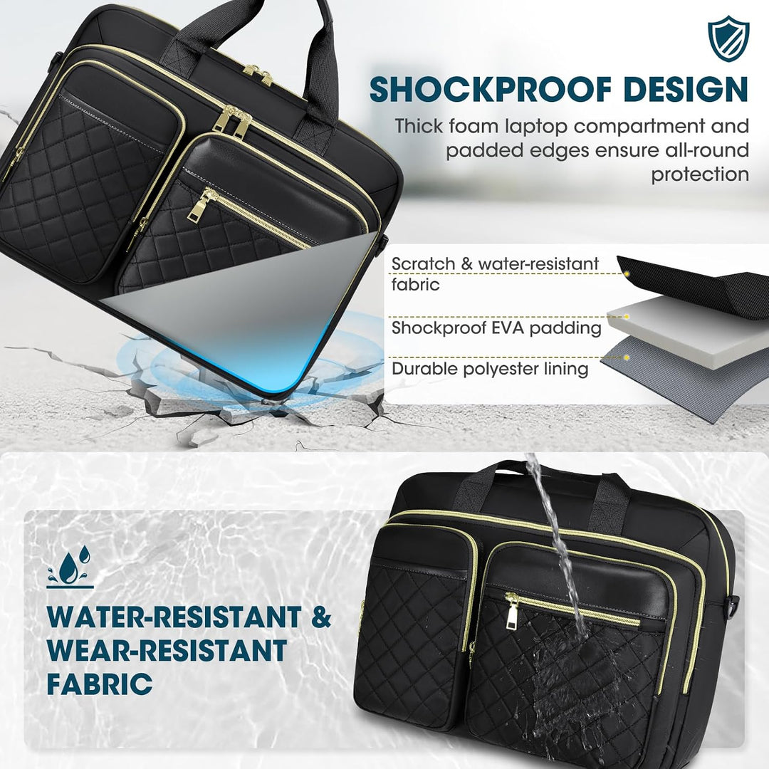 RAINSMORE Laptoptasche 17,3 Zoll für Damen Laptop Aktentasche Wasserdichte Laptop Notebook Tasche Bu